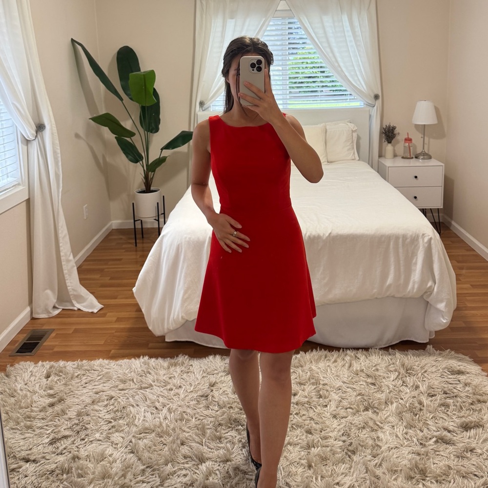 RIHOAS Women’s Sleeveless Boatneck Red A-Line Dress